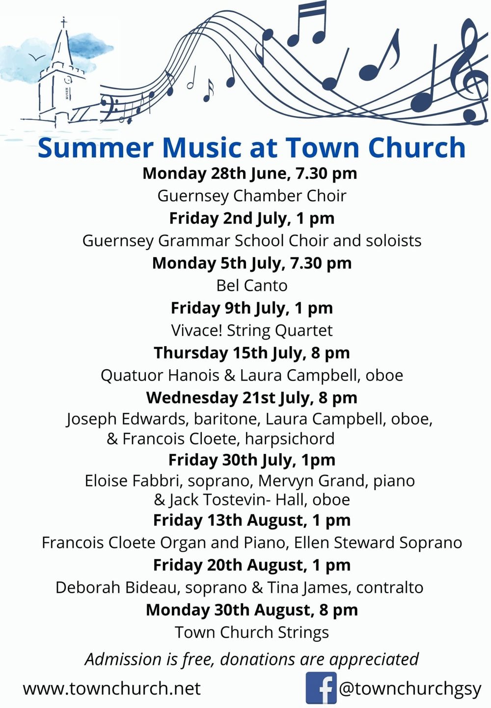 Poster for Summer Music at Town Church: Hanois Ensemble