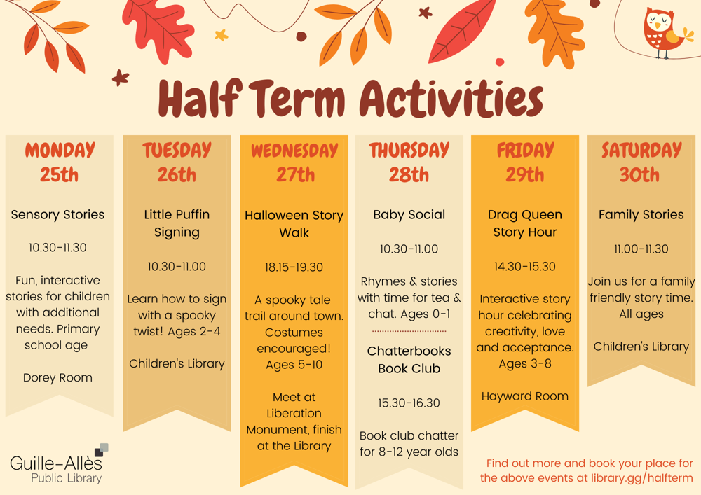 Poster for Half Term Activities at The Library